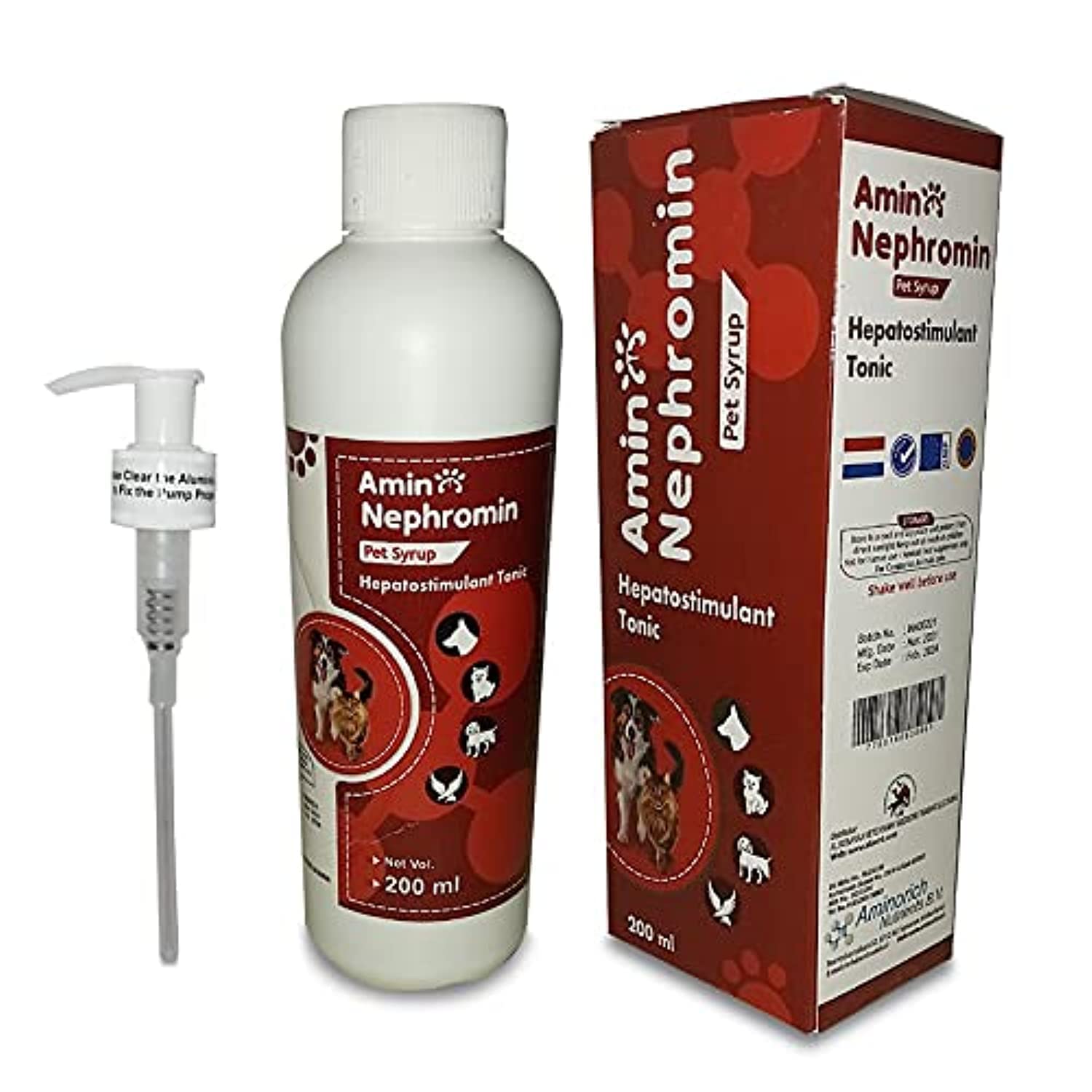 Amino Nephromin Anti Stress Pets Syrup- Natural Kidney Flusher 200ml for Dogs & Cats