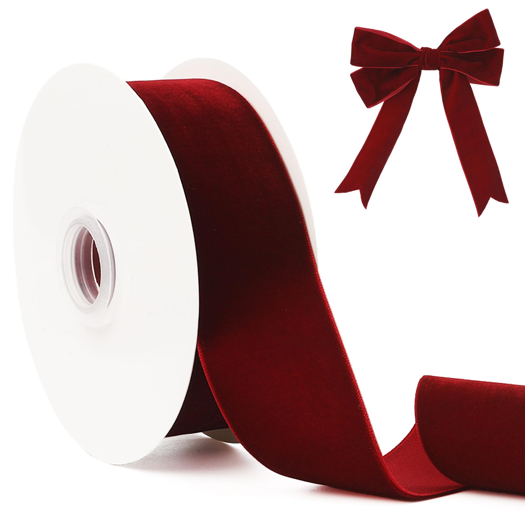 Red Velvet Ribbon 40mm X 10m Burgundy Velvet Ribbon Luxurious Burgundy Ribbons Soft Single-Sided Ribbons for Christmas Tree Bows Gift Wrapping Wedding Decoration DIY Christmas Gifts