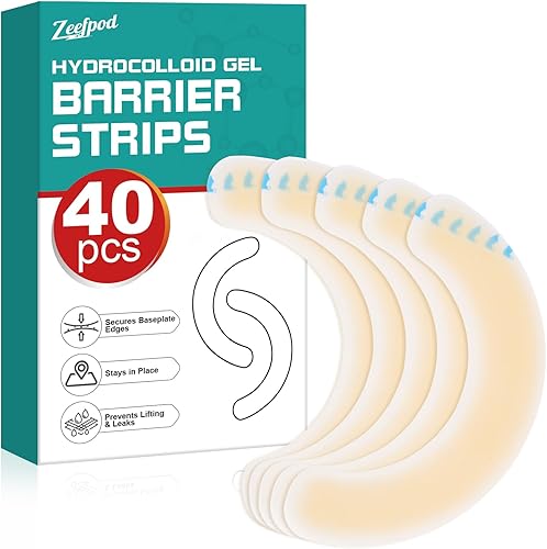 40 tiras de barrera para ostomía, suministros de ostomía, hidrocoloide elástico impermeable para fugas, cinta adhesiva para la piel para bolsas de