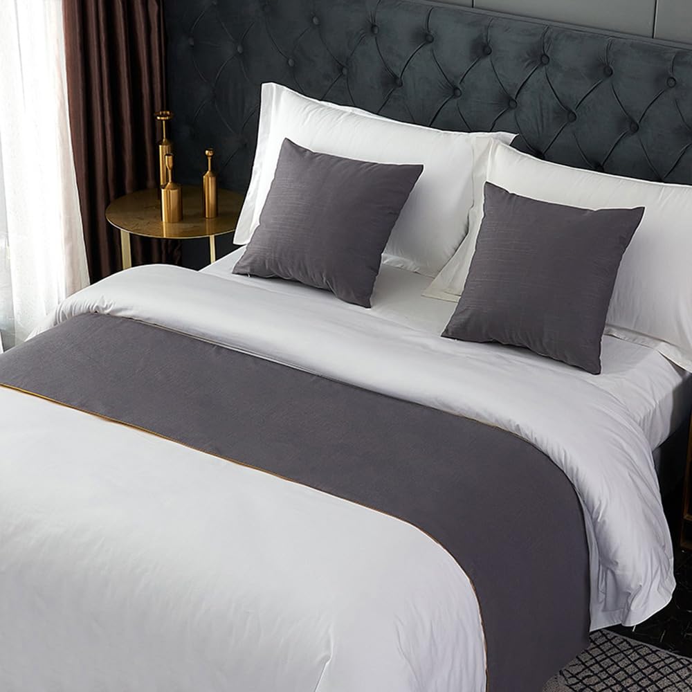 QRGMKL Solid Color Bed Runner Soft No Fading Durable Bed Scarf European Style Simple Bedding Scarves Decor for Bedroom Wedding Room Home Hotel-Style 16||240x50cm for 1.8m bed — image 1