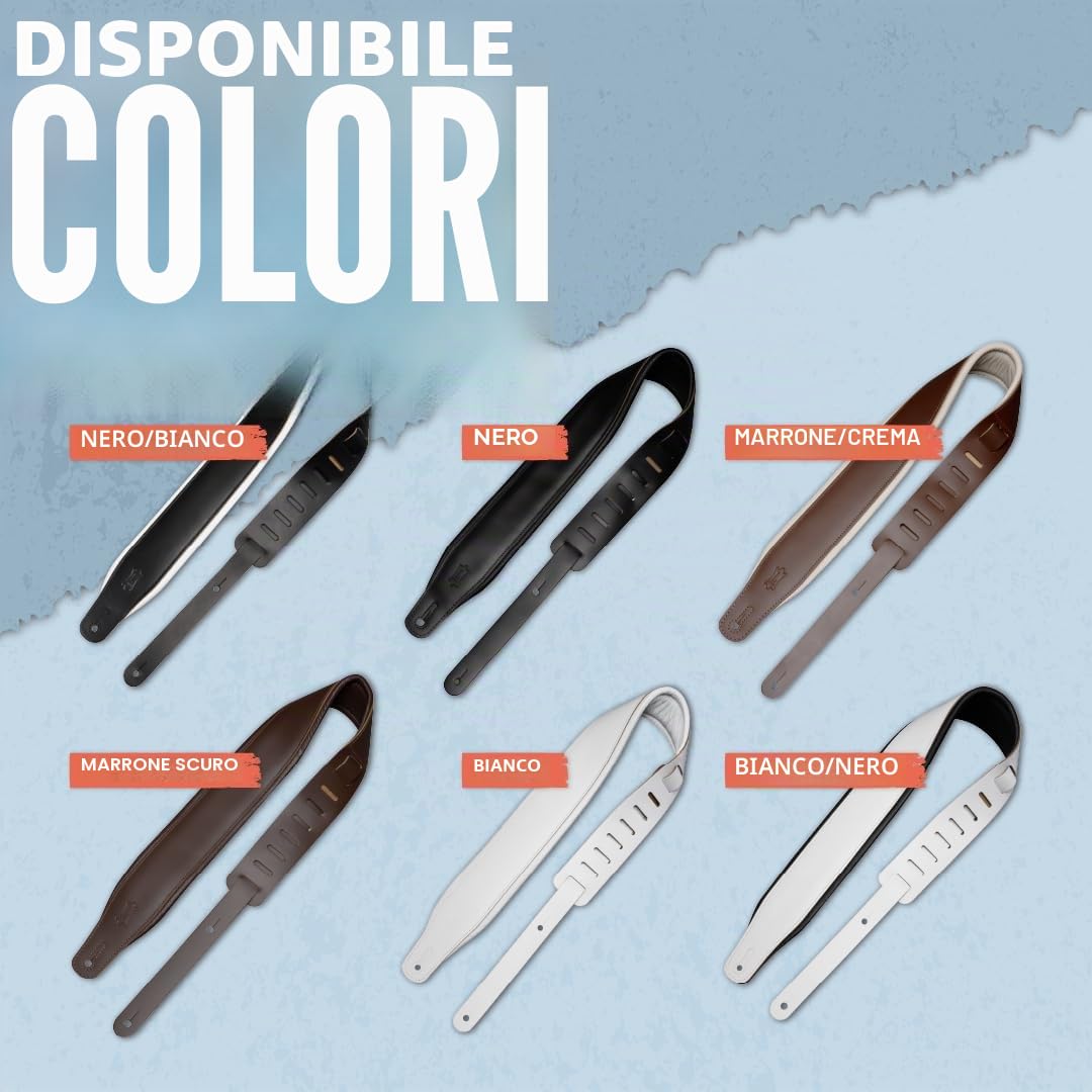 Levy's, M26PD-BLK Tracolla in pelle pieno fiore imbottita Black 3", Larghezza 3" (7.62 cm,) Lunghezza Regolabile da 37" (94 cm) a 51" (129.5 cm), Colore Black