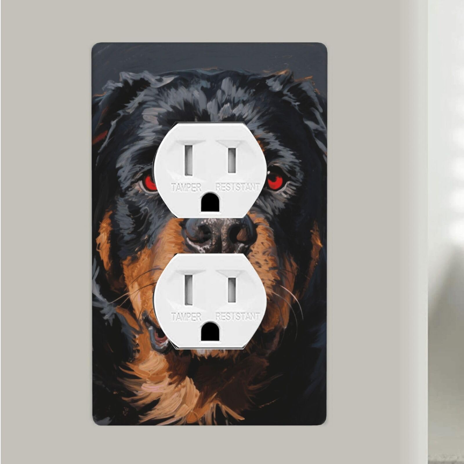 Fekiloot Cool Rottweiler Dog Art Duplex Outlet Covers Wall Plates 1-Gang Switch Outlet Electrical Cover Plate Unbreakable Polycarbonate Switchplate Cover Faceplate For Bathroom Kitchen Home Decor