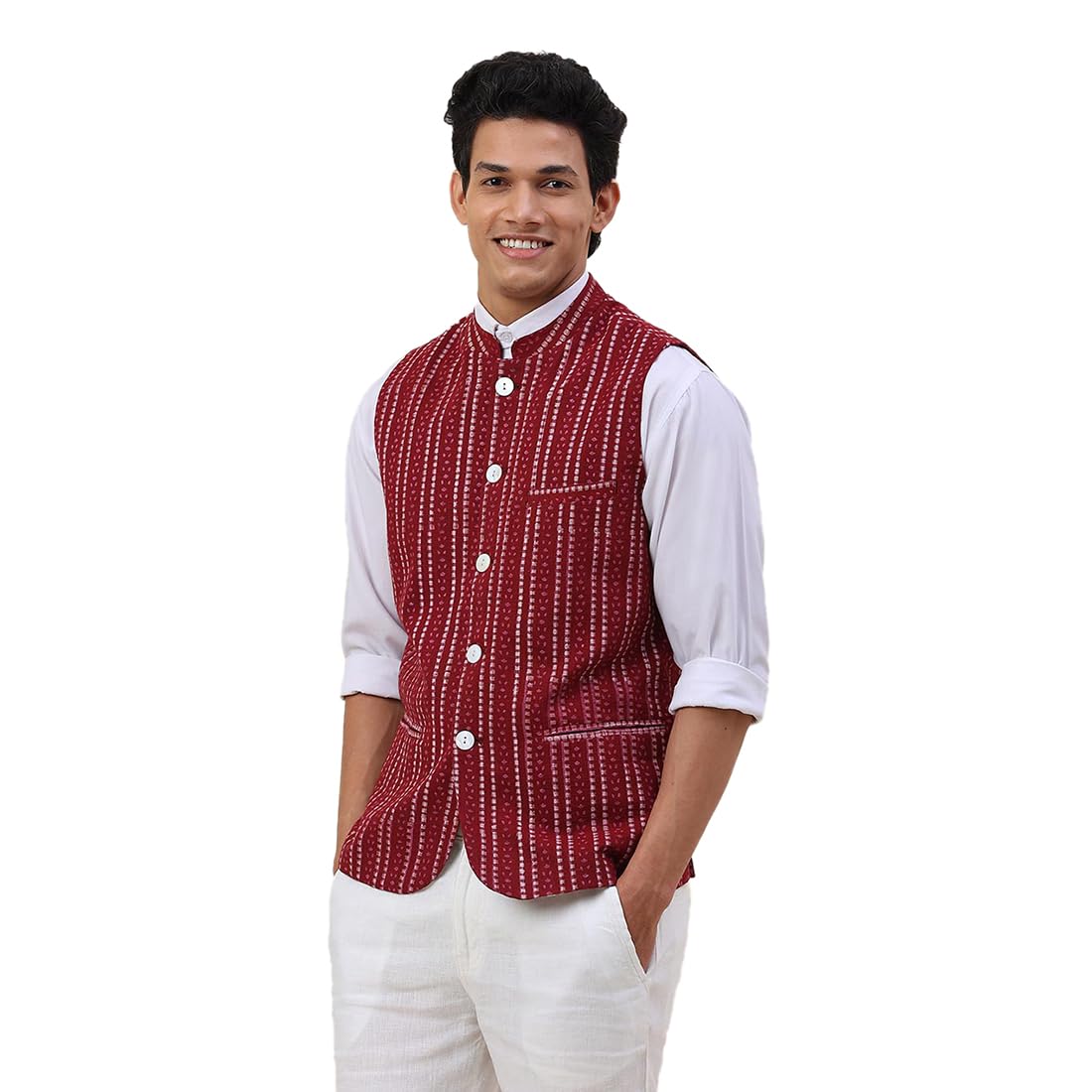 Fabindia Men's Nehru Jacket (20028441_Maroon