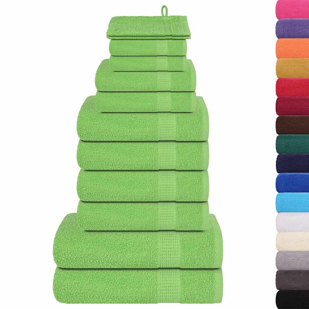 Set di 12 asciugamani Frog, in cotone, soffici asciugamani per bagno e ospiti, assorbenti, 360 g/m², colore: verde mela