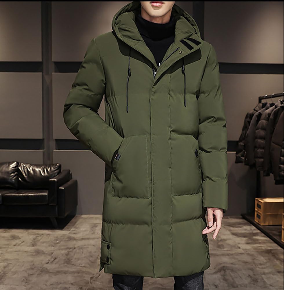 Hombres Chaquetas de Abrigo Largos con Capucha Casual Parka Chaqueta de Plumas Básica Abrigo de Invierno Manga Larga Down Jacket Chaqueta de Plumón