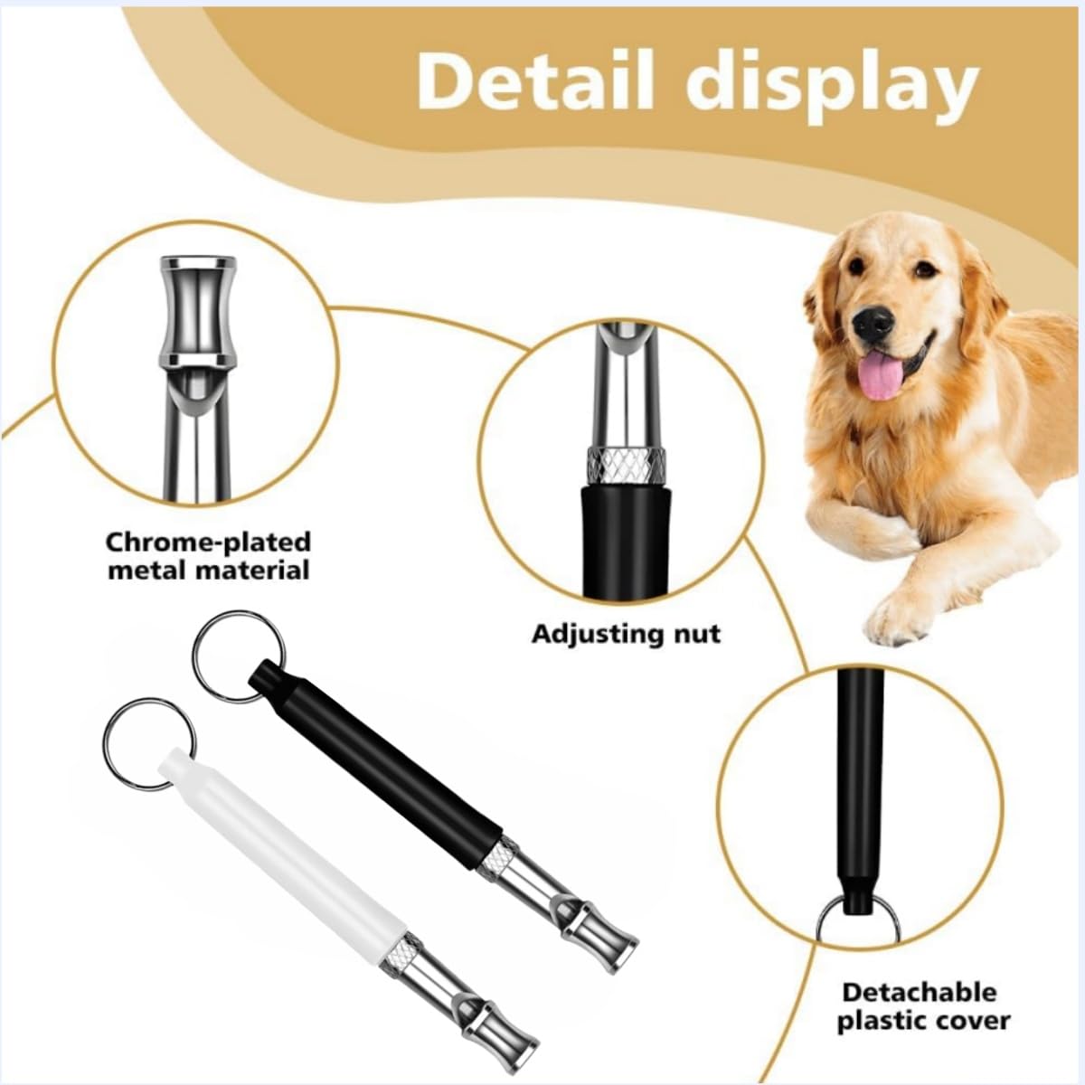 Lot de 2 Sifflets Ultrasons pour Chien,Sifflet Anti Aboiement et Dressage Haute Fréquence Réglable,Appareil de Contrôle avec Cordon pour Rappel Chien,Convient à la Plupart des Races.