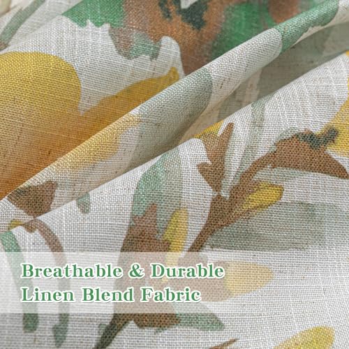 Image of MYSKY HOME Floral Curtains 63 Inch Length Semi Sheer Drapes for Living Room Bedroom, Flower Printing Window Treatment Grommet 2 Panels,Yellow and Natural