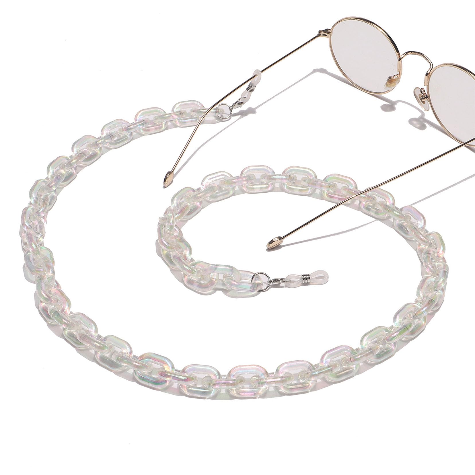 Lunettes Transparentes Chaîne Acrylique 70cm Lunettes De Soleil avec Clip Lanière Lunettes Anti - Perte Lanière Lunettes Accessoires Bijoux Transparent