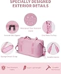 ECOHUB Sac de voyage Duffel Sac à bagages pour avions Sac de nuit léger pour les femmes Sac d'hôpital pour hommes avec manches de chariot 30L rose