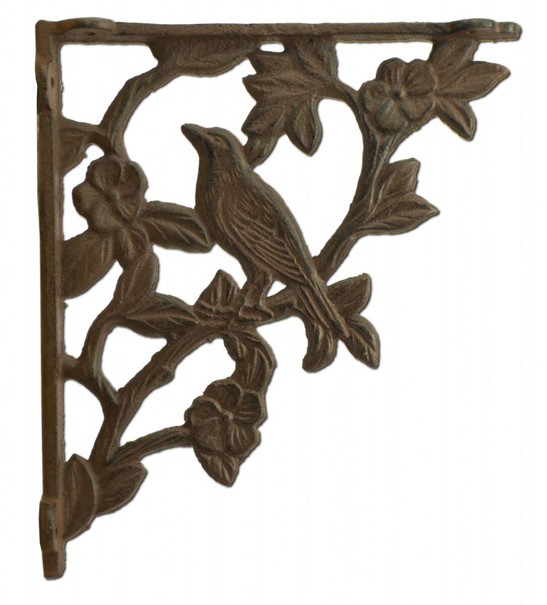 7.5" Cast Iron Decorative Bird On Branch Bracket Shelf Holder