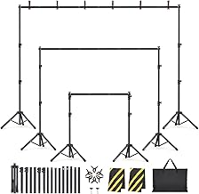 Kit de soporte de telón de fondo: 6 anchos, soporte de fondo ajustable de 10 x 7.5 pies para fiestas y fotografía de estudio