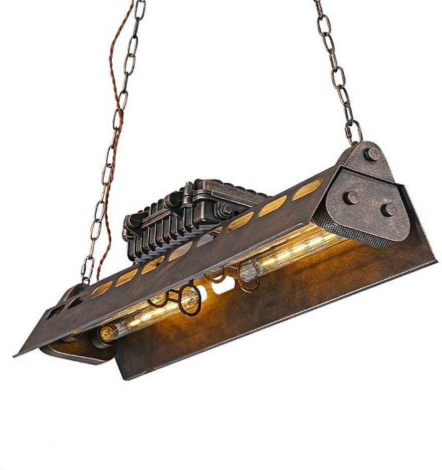 Heavy Industrial Wrought Iron Steampunk Steel Ceiling Light Large Chandelier Hanging for Kitchen Island Dinging Room Bar Counter Pool Table (Rusty)