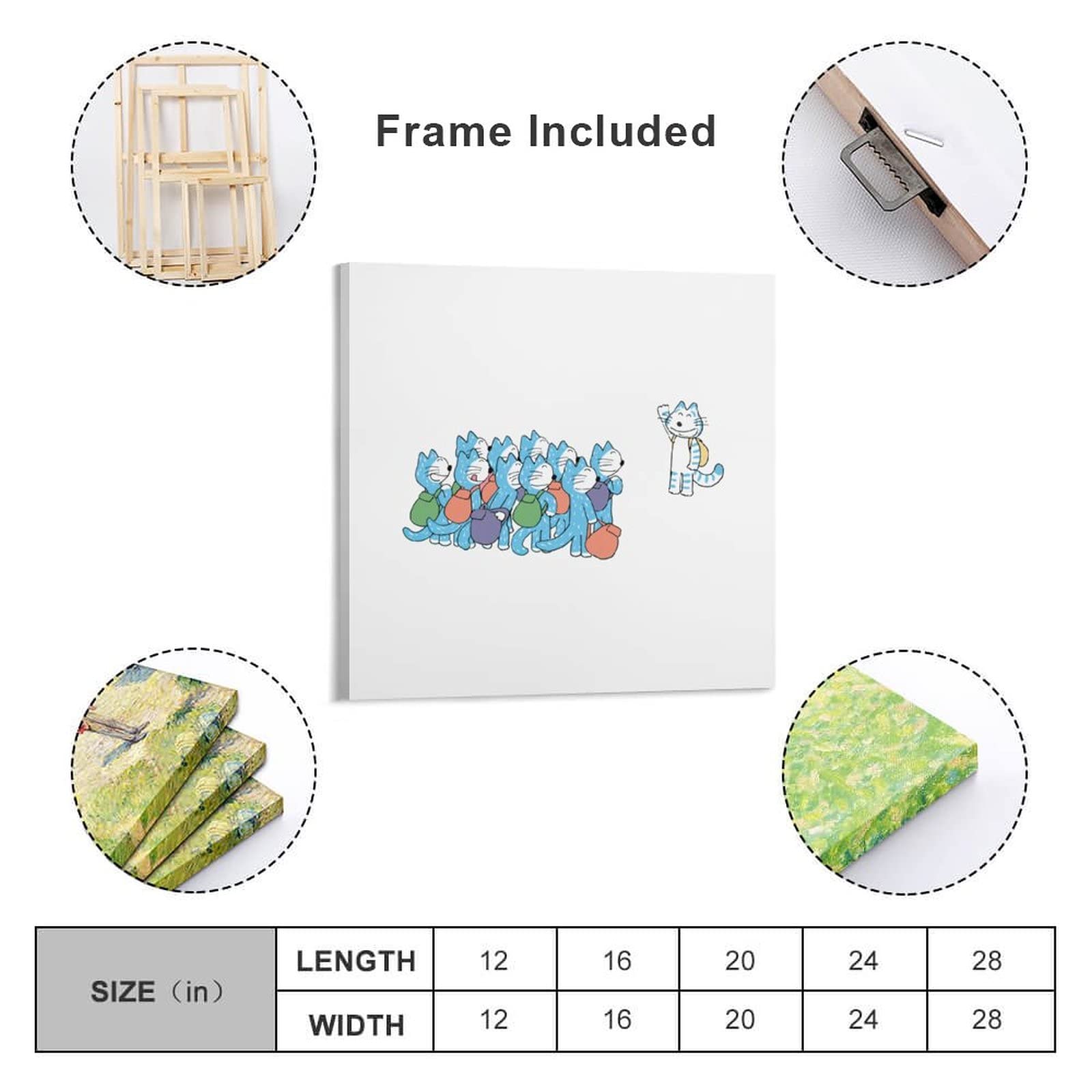 Amazon.co.jp: アートパネル 11ぴきのねこ 正方形 キャンバス絵画 装飾