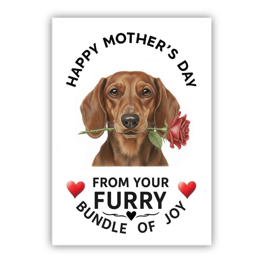 Mother’s Day Dog Card – Pet Mothers Day Greeting Card from the Dog - “Happy Mother’s Day” - Many Breeds Available (• Dachshund brown) — image 1