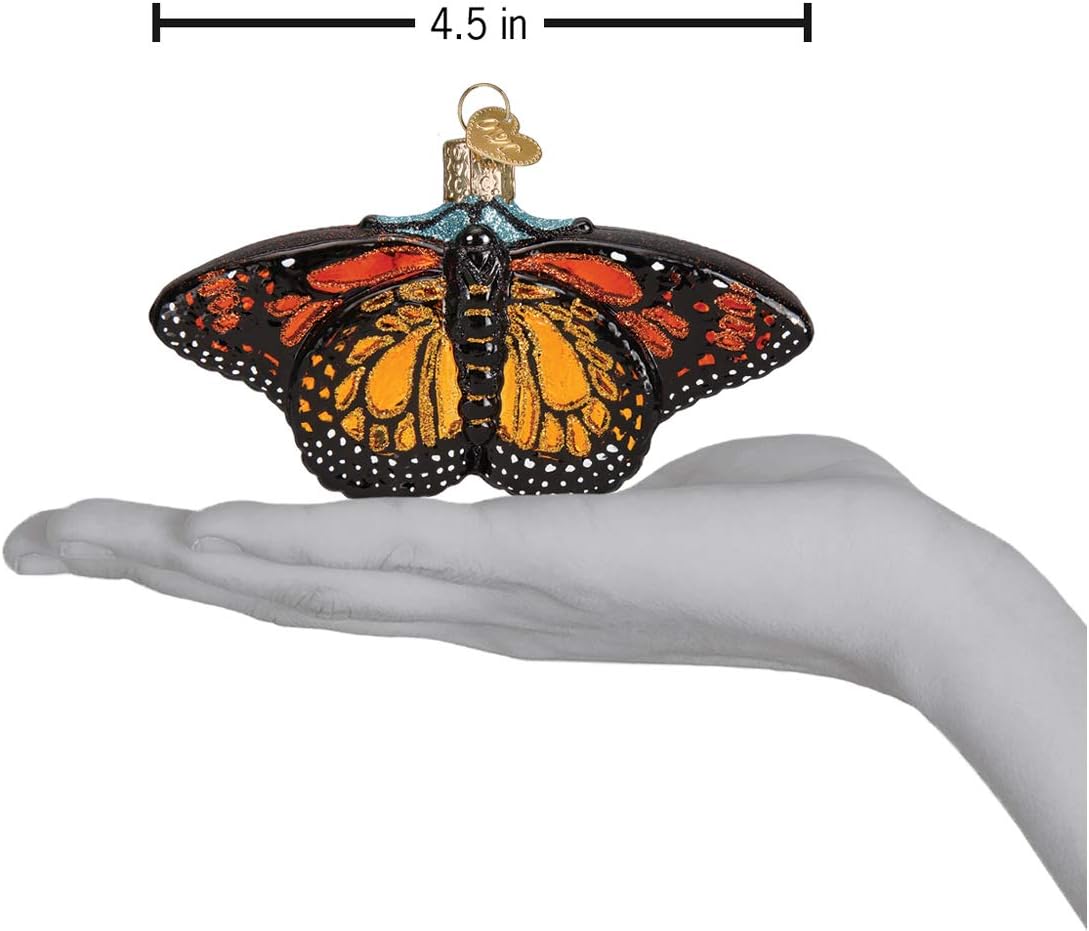 Old World Christmas Monarch Butterfly Glass Blown Ornament for Christmas Tree, Handcrafted Holiday Decoration, Insect Collection