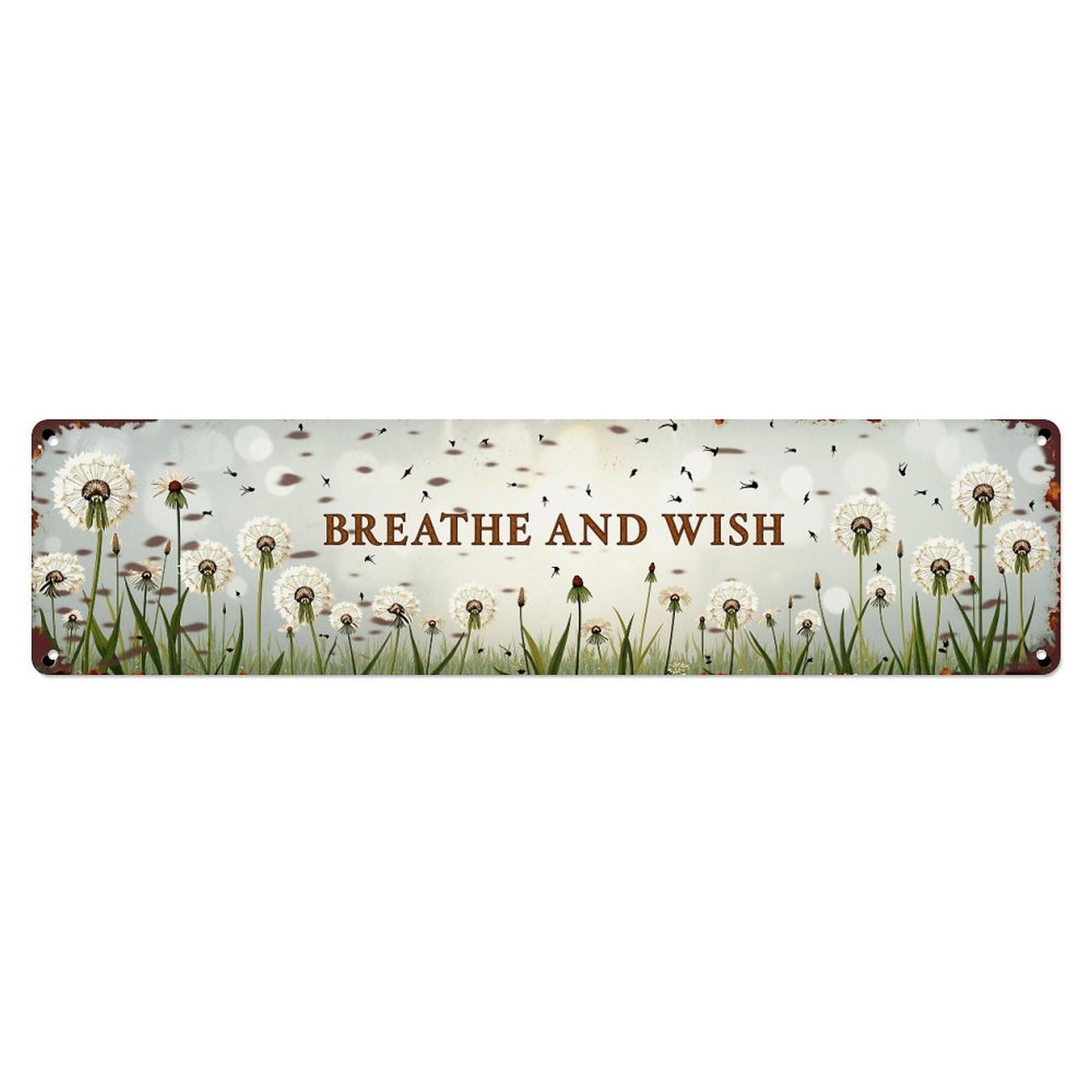 Jdyaojiesheng Vintage Dandelion Seeds Floating Sky Wish Tin Sign Retro Metal Wall Decor Metal Poster, Home Bar Garage Farmhouse Cafe Wall Art Decoration 4X16inch