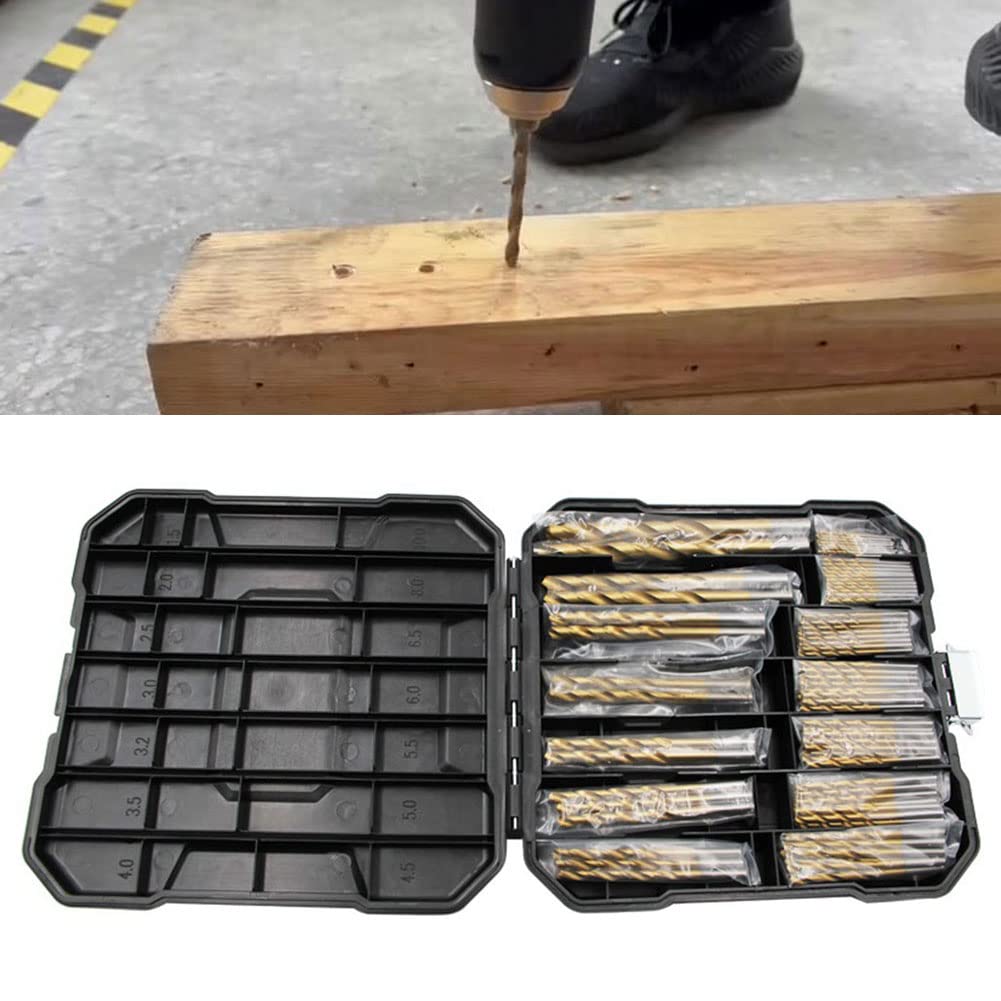 ZYWUOY Set di punte da trapano in Hss rivestite in titanio da 99 pezzi per kit in metallo in legno da 1,5-10 mm con custodia