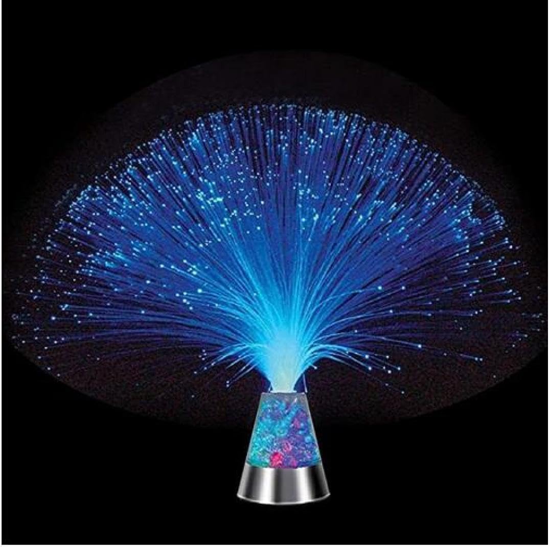LIRYCSNOVA Colour Changing Fibre Optic Crystal Lamp - 13.5" Mood Lamps for Bedroom,Fiber Optic Night Light with Color-Changing Crystal LED Table Lamps,Battery Powered [Energy Class A]