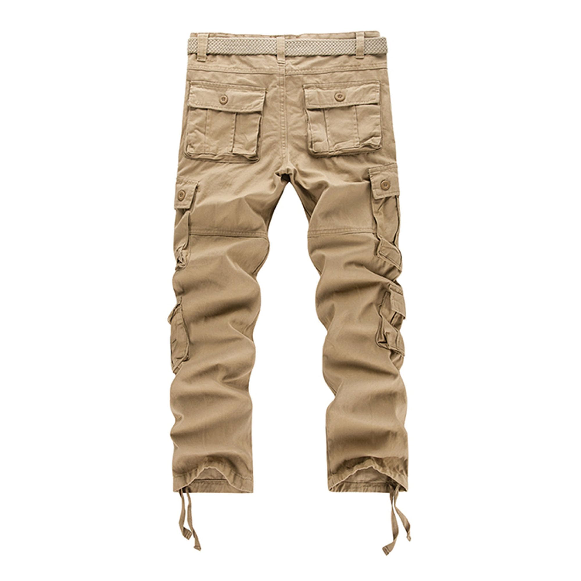 JEKE-DG Men's Casual Cargo Pants Straight Type Military Army Camo Trousers Combat Outdoor Work Pant with 8 Pockets (28,Khaki)