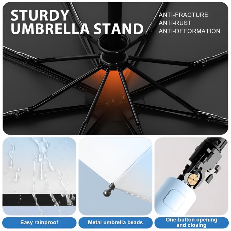 Image of Contacts Compact Folding Umbrella - Windproof Travel Umbrella with Automatic Open /Close, Waterproof, UV Protection, Portable Umbrella for Men, Women & Kids