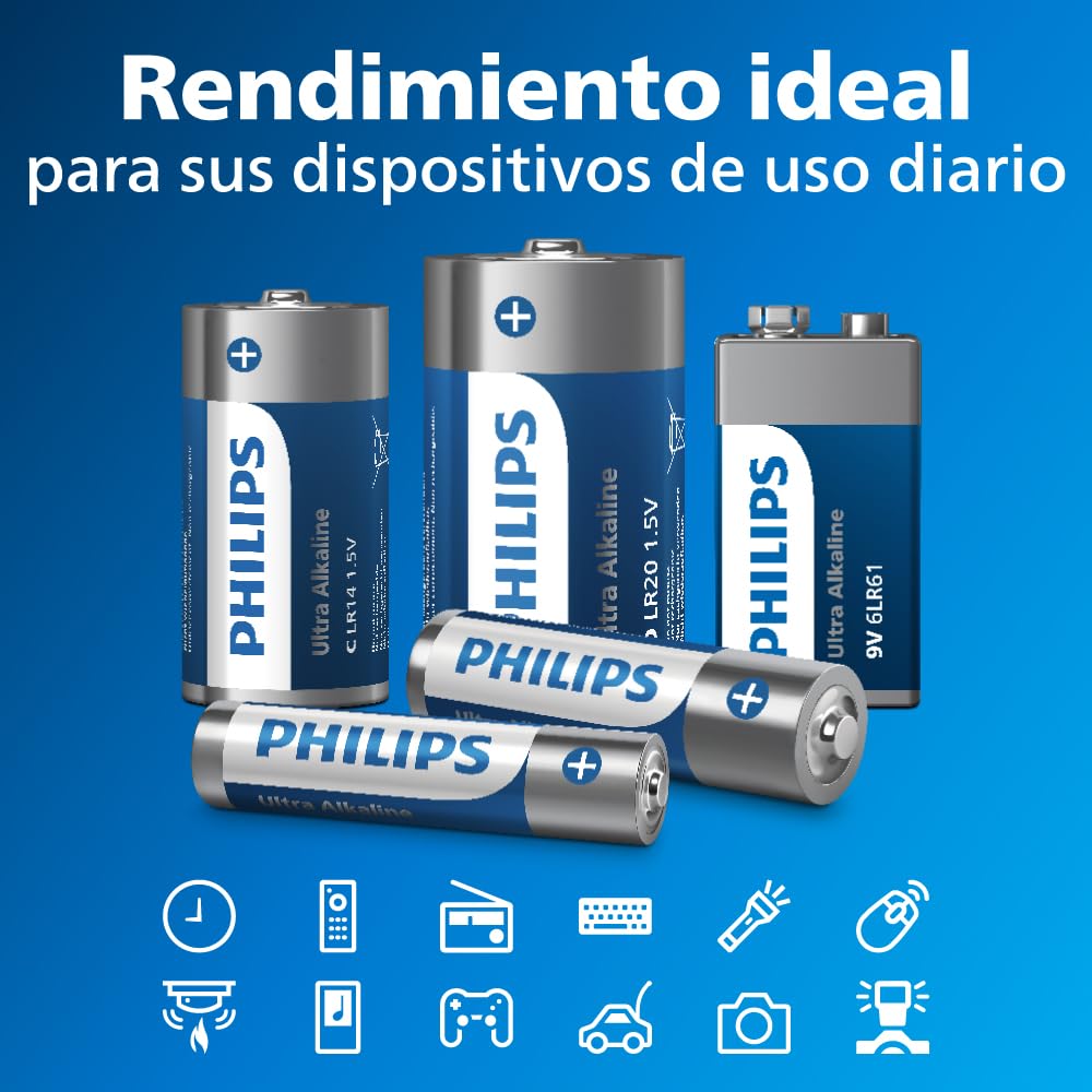 Philips Ultra Alkaline AA/AAA, versátil Lote de baterías para Cualquier Dispositivo, Paquete de 40 - 5
