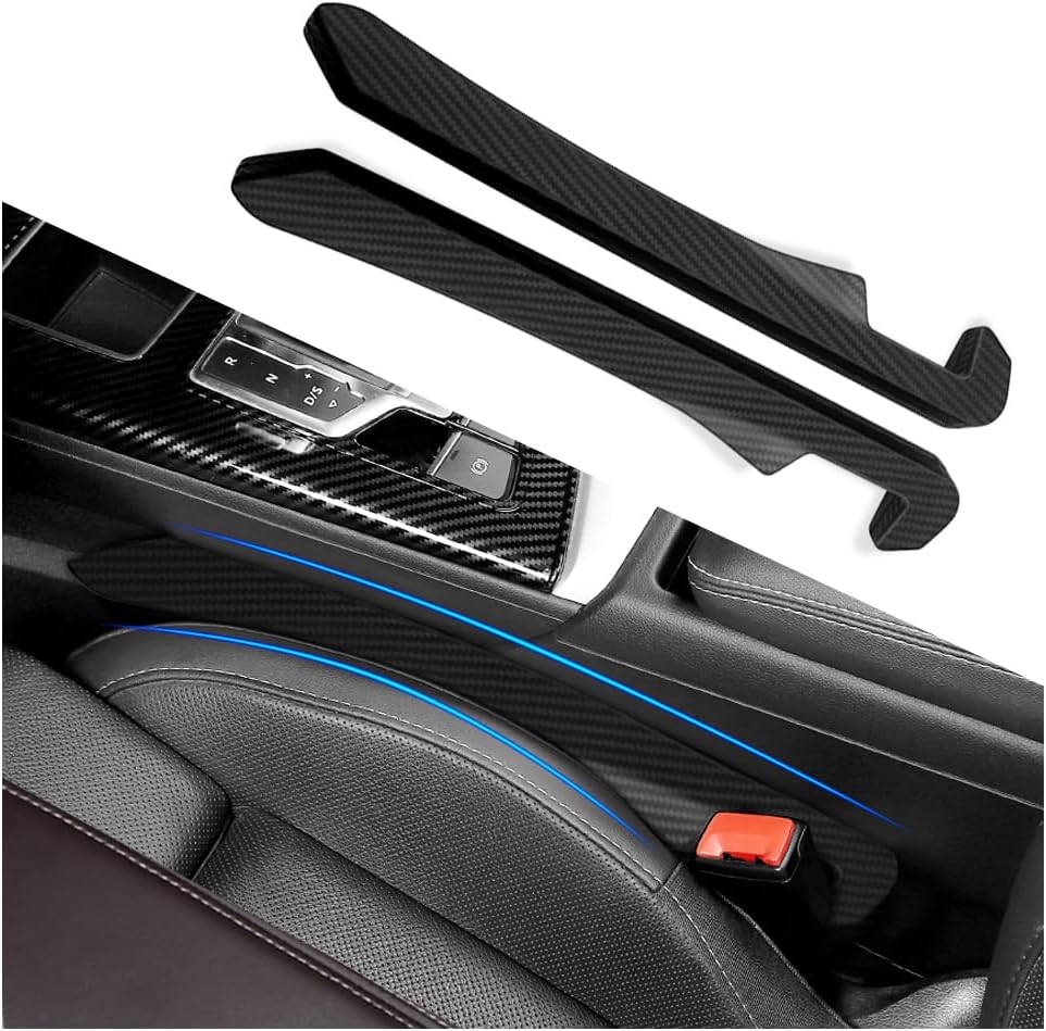 IHOTDER 2PCS Car Seat Gap Filler,Super Flexible Car Side Seat Gap Filler CCar interior Accessories,Universal Car Organizer Between Seats for Tightly Filling Seat Gaps(Carbon Fiber/2PCS)…