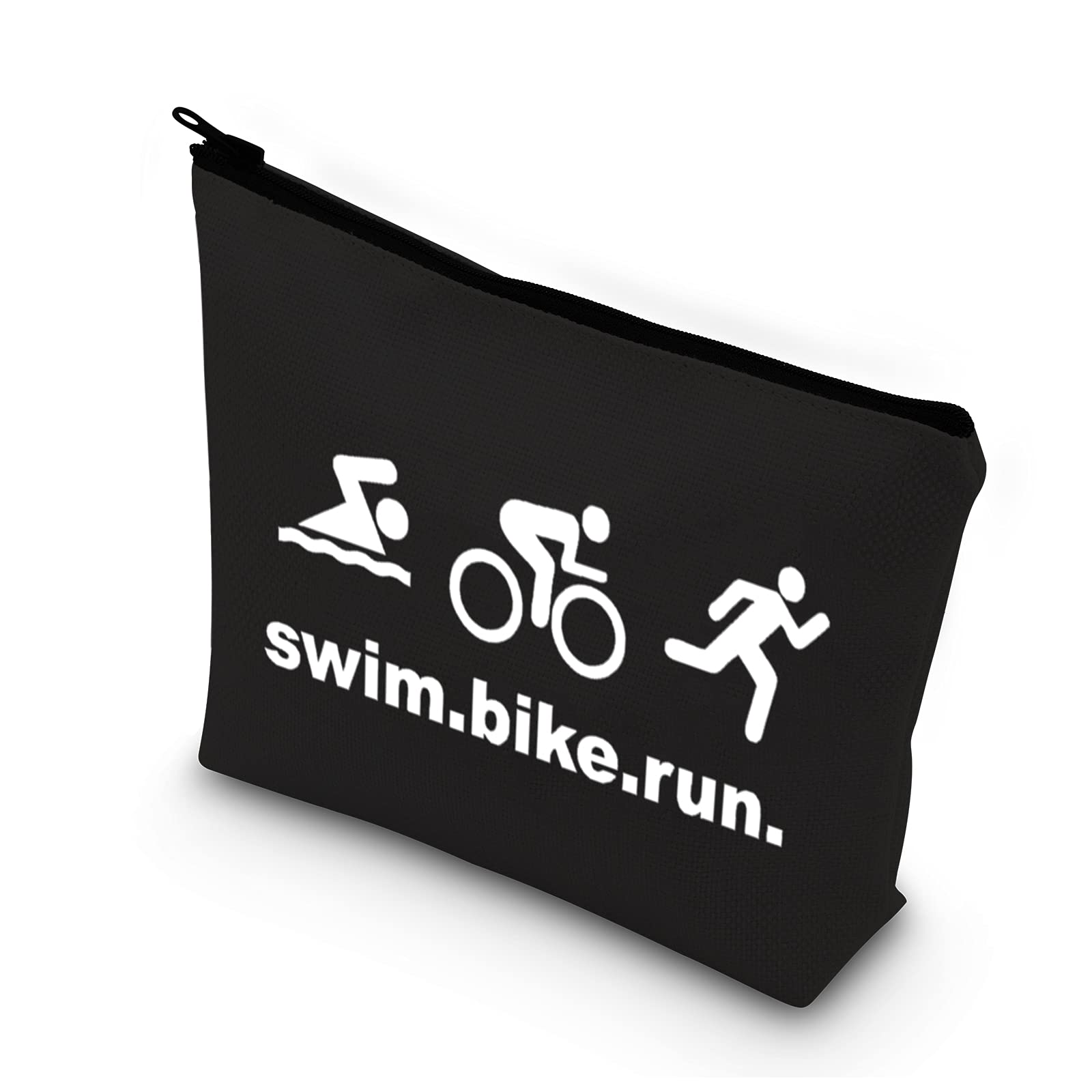 BDPWSS Triathlon Gifts Swim Bike Run Cosmetic Makeup Bag Travel Pouch For Women Triathlete Inspirational Gift Triathlon Lover Gift (swim bike run bl)