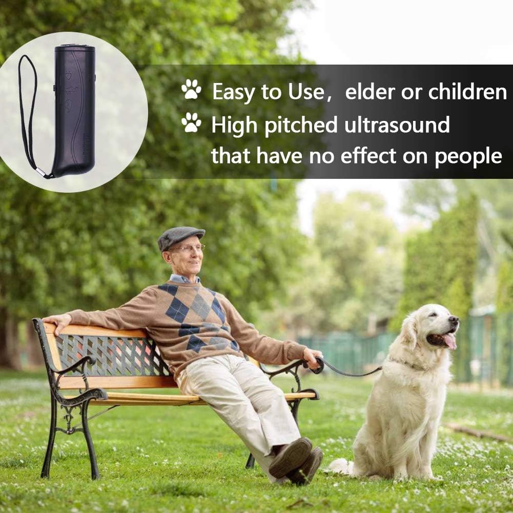 Ketsicart Handheld Dog Repellent Trainer,Ultrasonic Dog Deterrent and Bark Stopper Dog Trainer Devices, 3 in 1 Anti Barking Device with LED Flashlight - Training Tool/Stop Barking (Yellow) 3