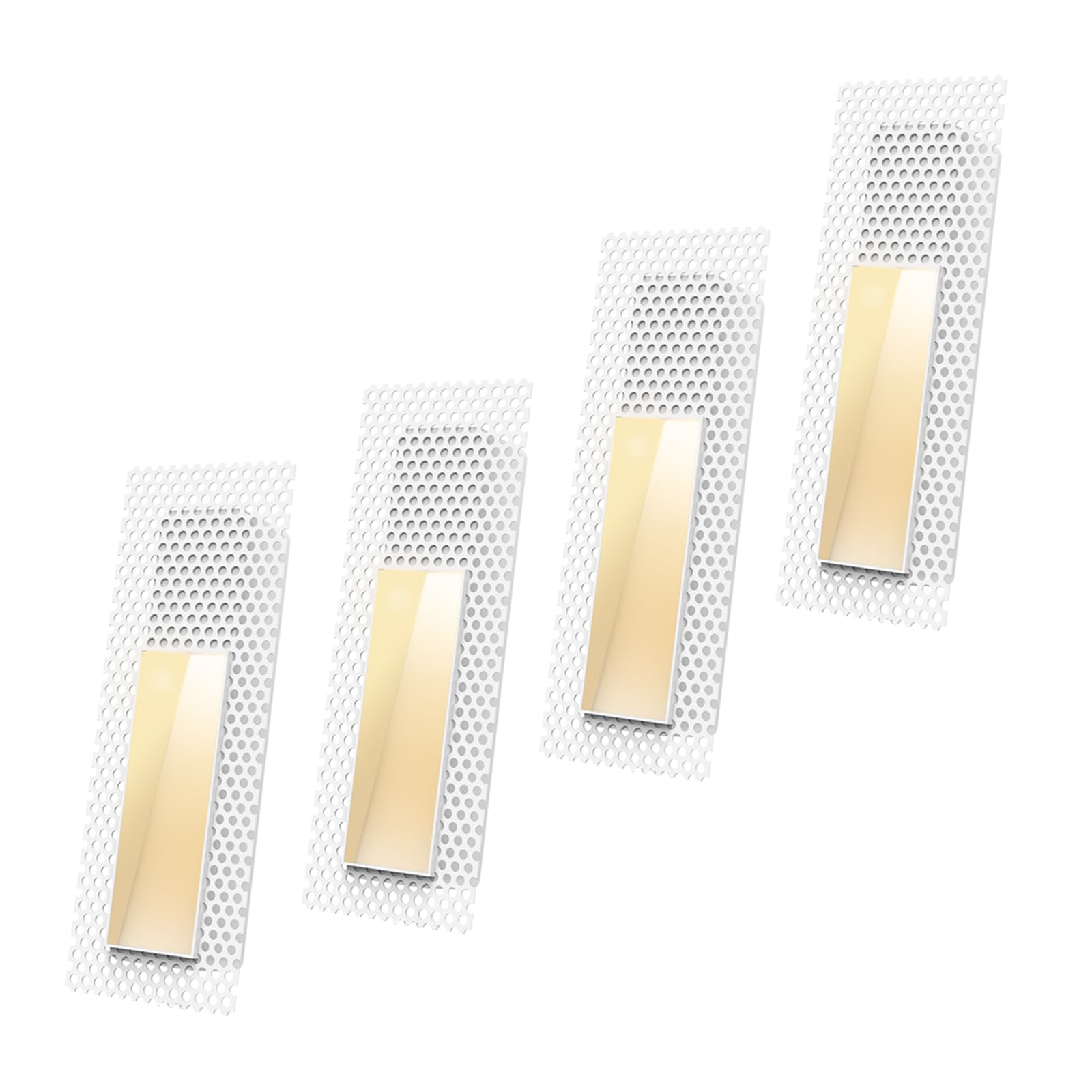 SCON Recessed Step Light Hardwiring, 2W LED Rectangle Skirting Wall Light 3000K Warm White, Invisible Stair Lights Indoor, Recessed Wall Night Light, Trimless Design for Hallway, Stairway, Bedroom 4P