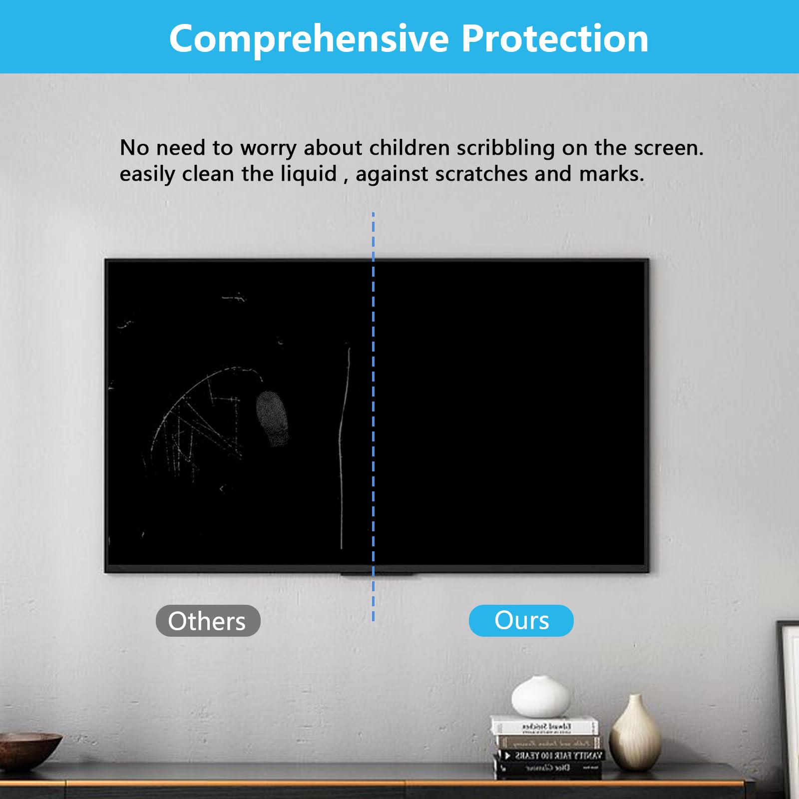 Protector De Pantalla Para TV Con Filtro De Luz Azul, Lámina Mate Antirrayaduras Que Bloquea La Luz Azul, Fácil Instalación para Pantallas LCD, LED Y OLED,65" 1429x804mm