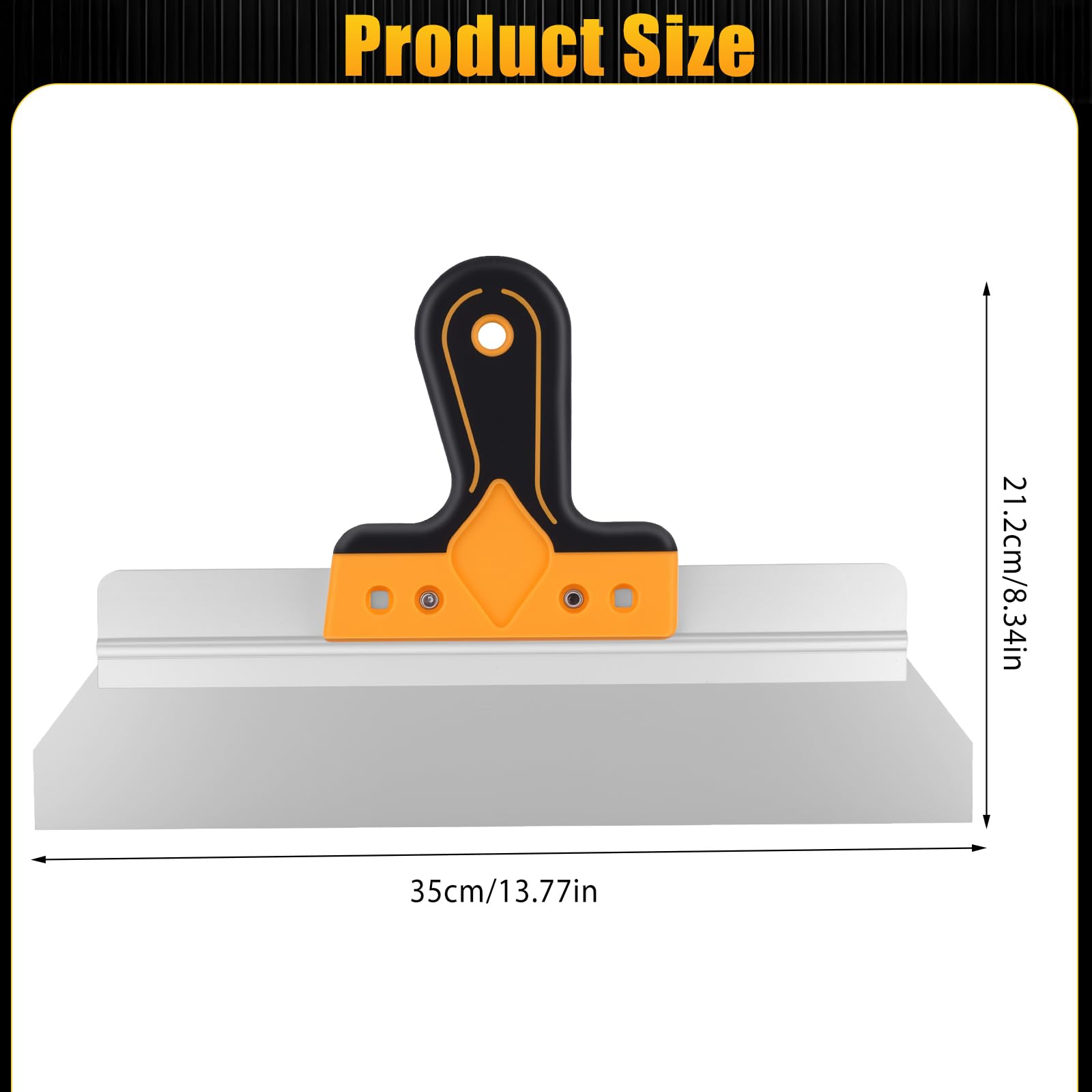 Skimming Spatula for Plasters 350MM Stainless Steel Drywall Smoothing Spatula Drywall Skimming Blade Professional Plastering Trowel for Large Working Area Wall Decoration Construction Tool - Image 2