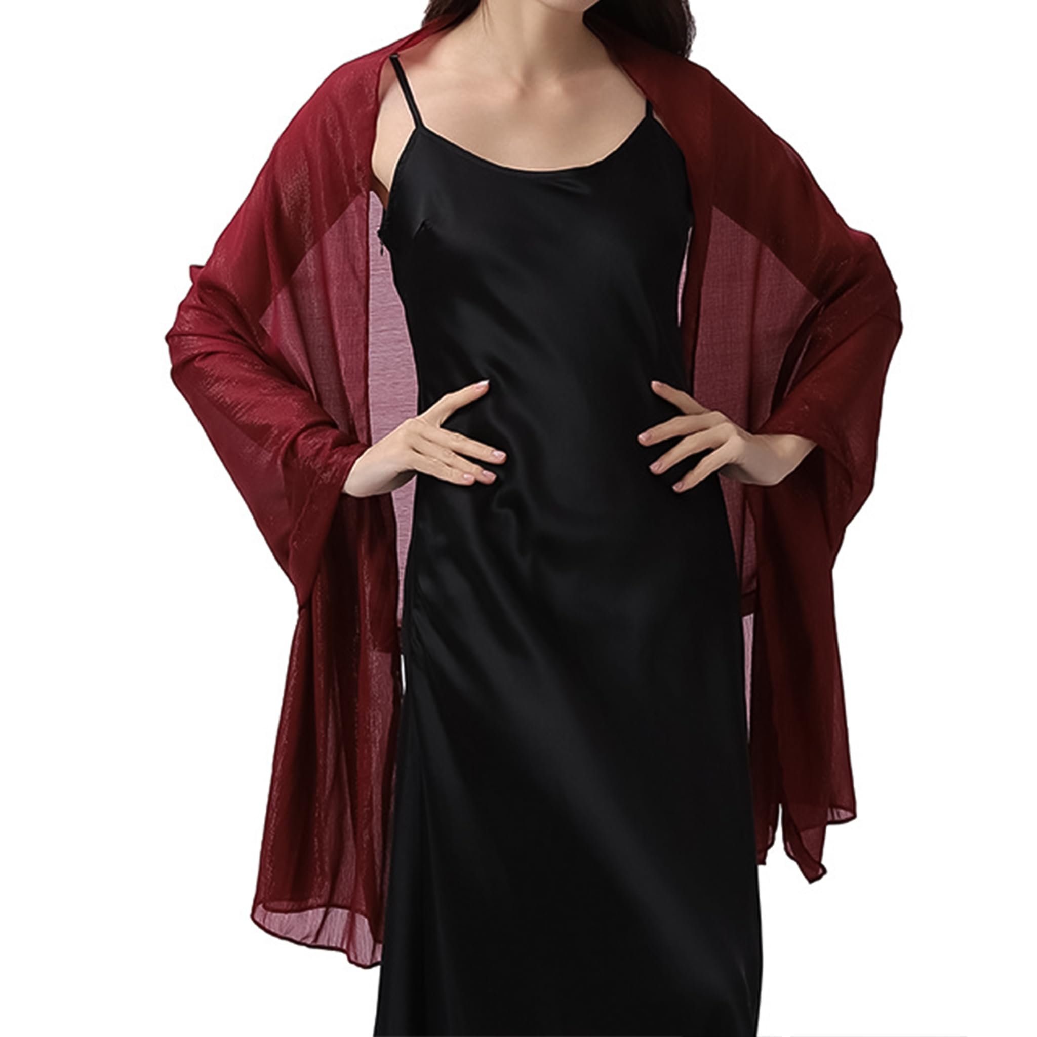 Almlwiaj Women's Deep Red Scarf Gifts Lightweight Scarves (Deep Red)
