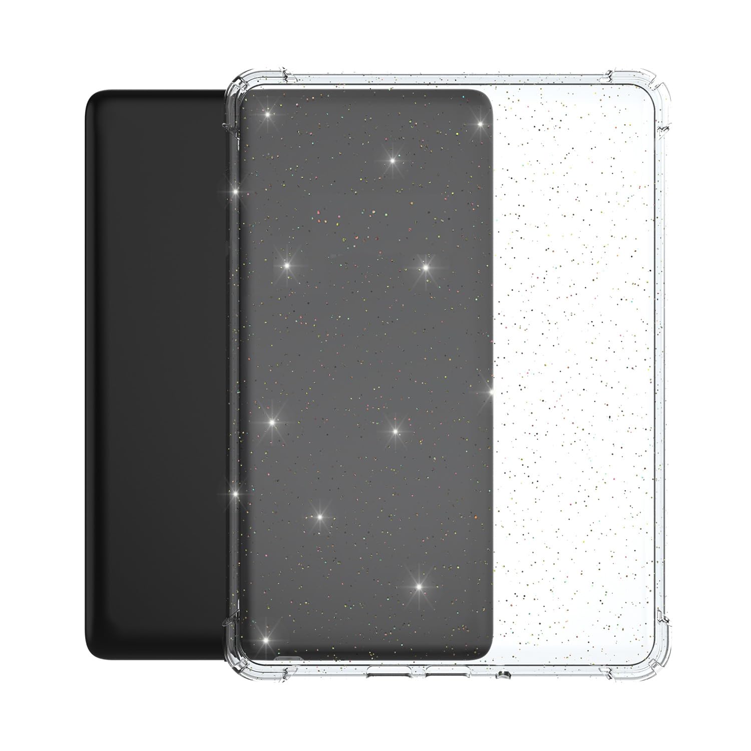 Transparente weiche TPU-Schutzhülle für Kindle Paperwhite 11. Generation 2021 Tablet mit 17,3 cm (6,8 Zoll), Fallschutz, stoßfest, transparent, leicht, schlanke Hülle (transparent-glitzernd)