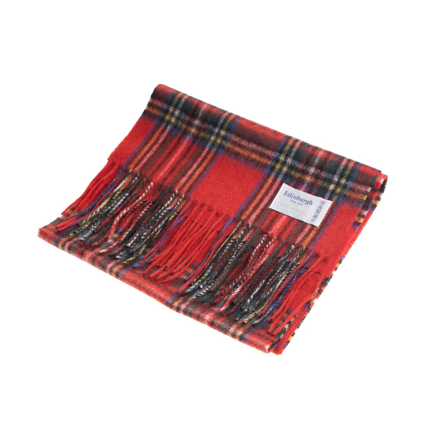 Clanwool Men's Stewart Royal 100% Lambswool Tartan Scarf Classic Edinburgh Style Wool Scarf With Fringes – Essential Accessory