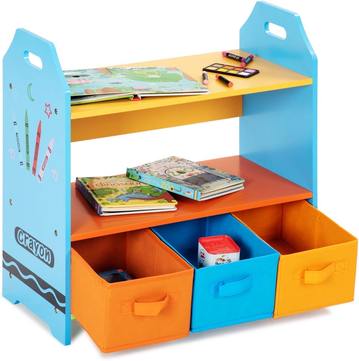 Bookcases, Shelving & Storage 3 Tiers Kids Bookshelf Crayon Themed
