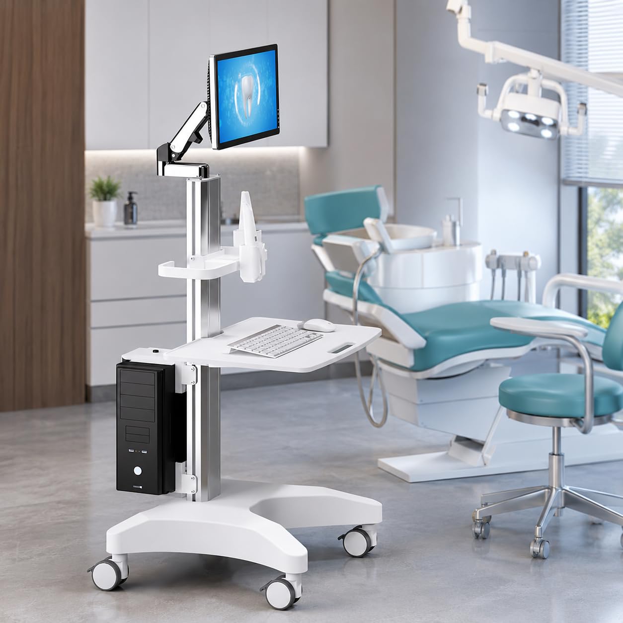 Chariot de Scanner Dentaire Mobile avec Roulettes - Support Ordinateur de Laboratoire Réglable pour Cliniques Dentaires & Services de Coiffure Station de Travail Roulée Polyvalente pour Usage