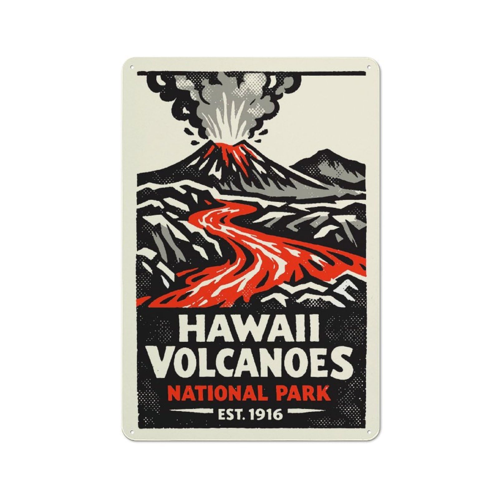 Junmoney Style-10 Vintage Hawaii Volcanoes National Park Poster Tin Sign 30X20cm, Shed Wall Plaque For Garage, Workshop, Shed Or Utility Room