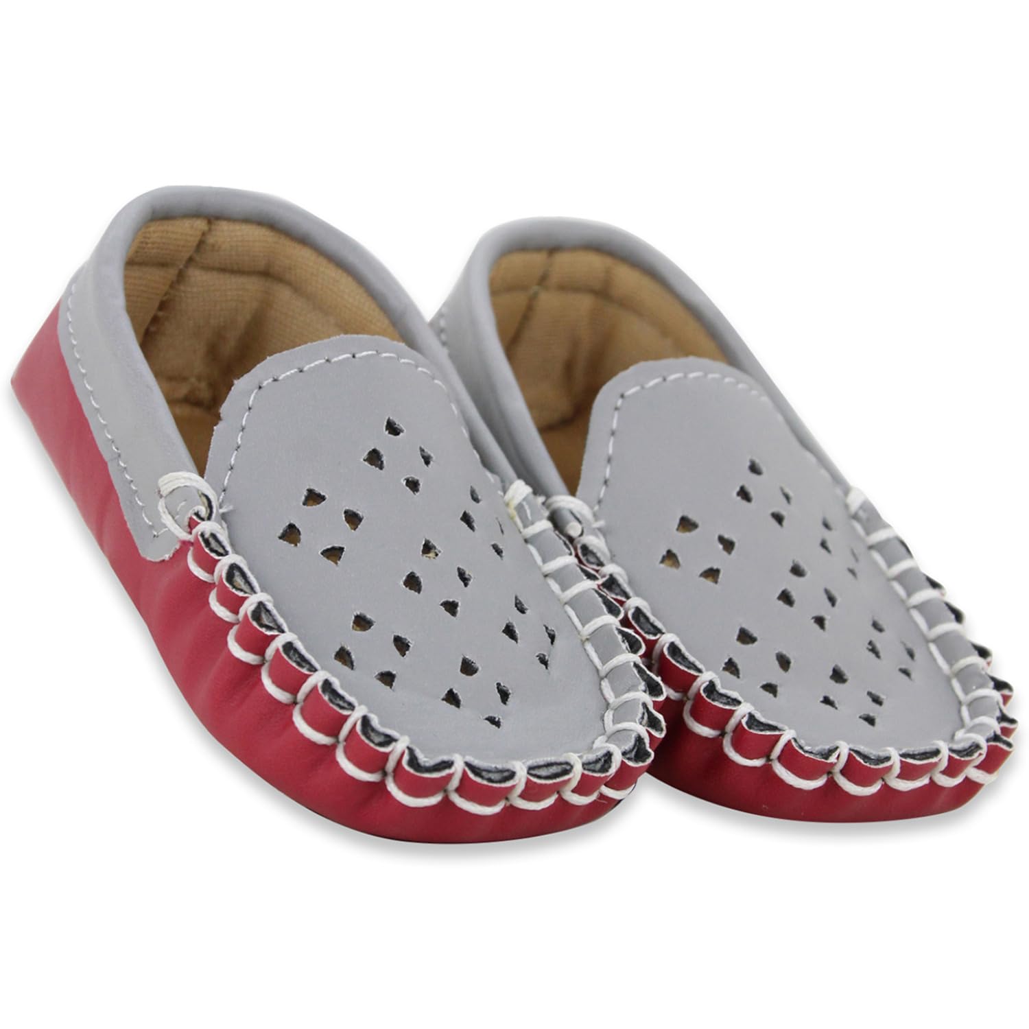Neska Moda 12 To 18 Months Baby Boys Synthetic Leather Loafer/Booties (Grey,Maroon)-BT1986 (B0CC8Z4JWG) Amazon Price History, Amazon Price Tracker