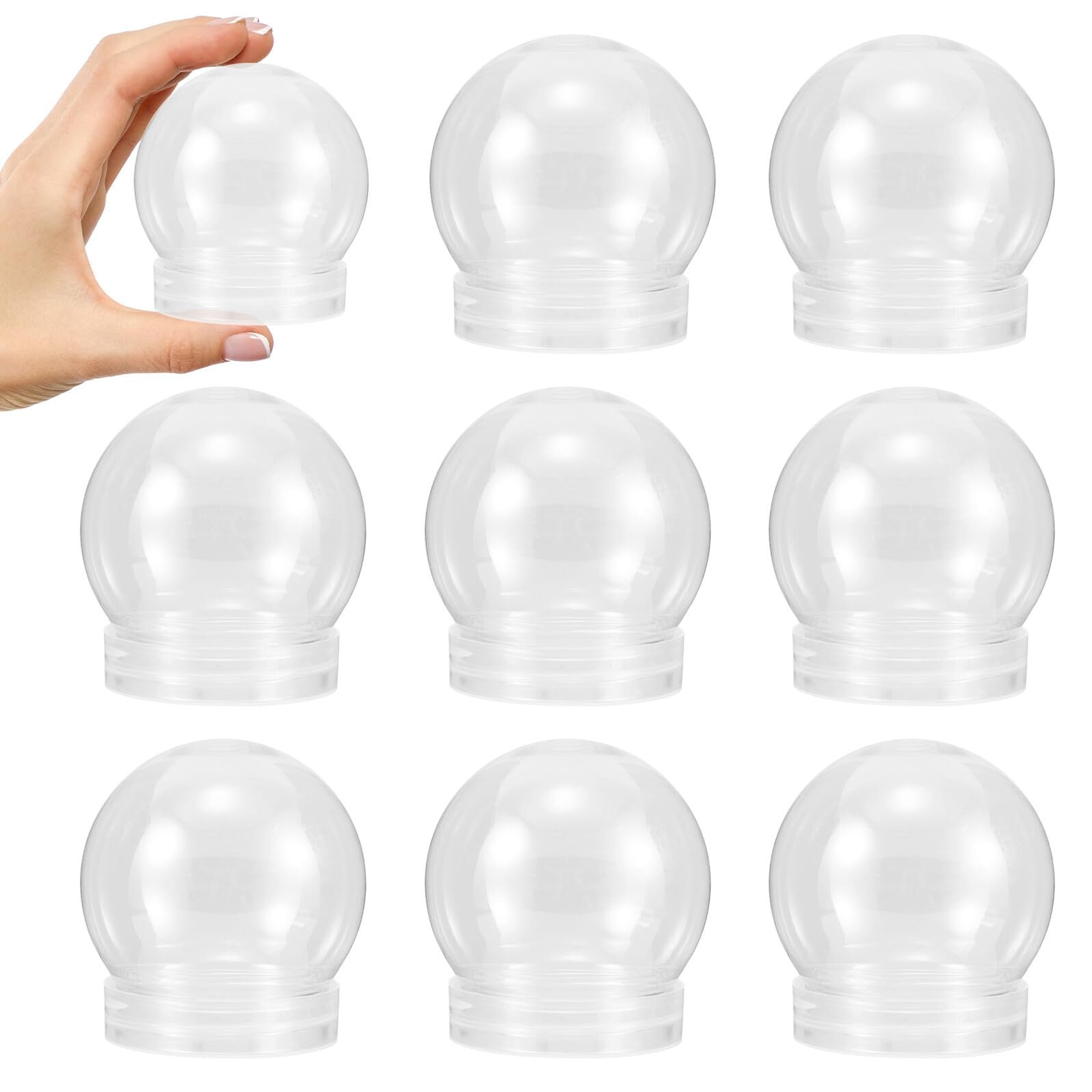 10 Pezzi Globi di Neve Trasparenti Fai da Te con Tappo a Vite Mini Palle di Neve Rotonde in Plastica Leggere e Compatte Kit per Decorazioni Natalizie e Oggetti Artigianali