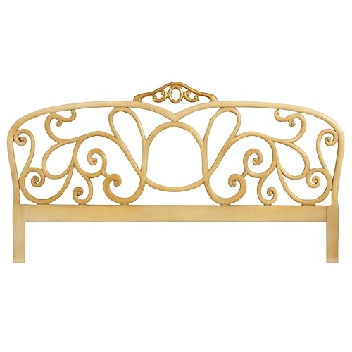 Hand Carving Bed Head Round Carved King Size Headboard Gold