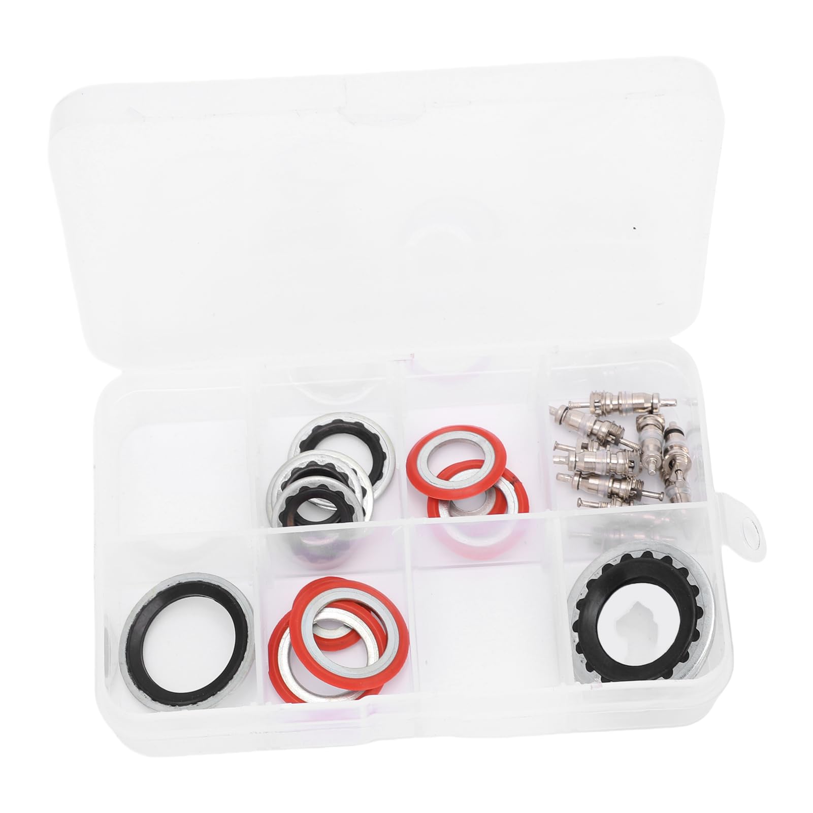 Ausla Kit de Detección de CA Automotriz Kit de Prueba de Aire Acondicionado Automático de Latón 122 Piezas con Núcleos de Válvulas y Juntas para Reparación y Mantenimiento del de CA del Automóvil