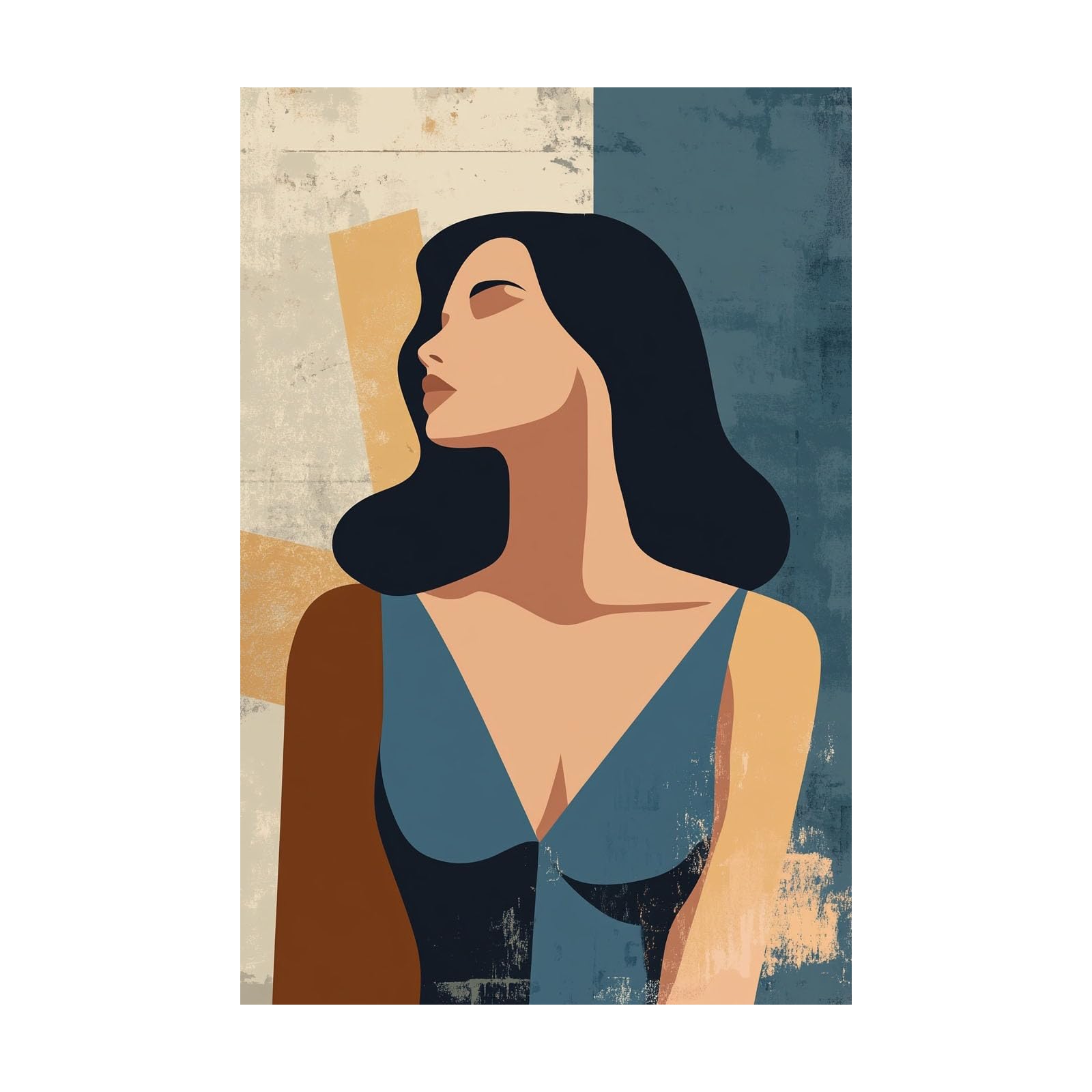 TERUEA Beautiful Girl Animals Poster Canvas Art Wall Decor Abstract Woman Portrait Picture Prints for Girls Room Bedroom Wall Decor(Blue)-80x120cm Unframed