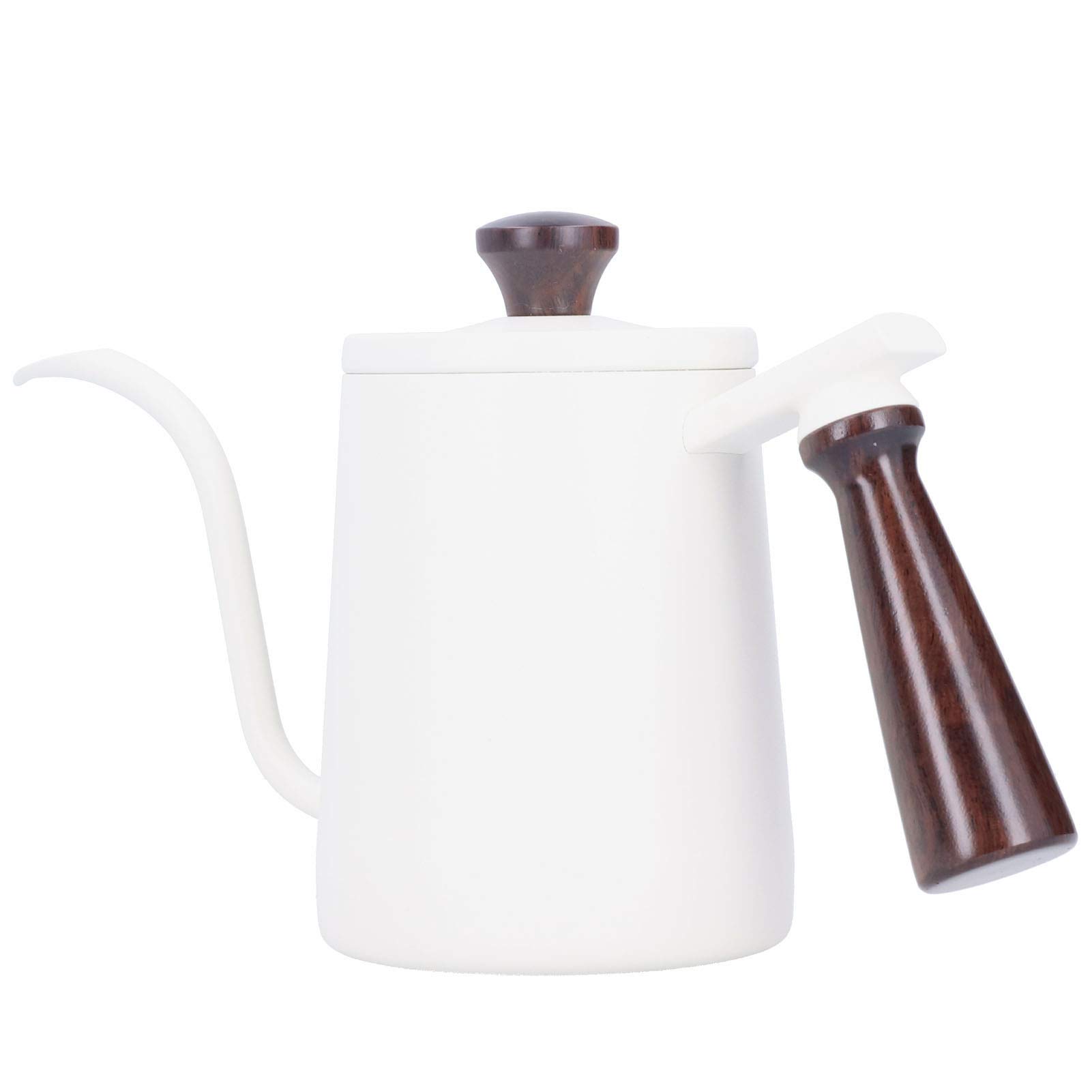 Caleta de cuello de cementerio de acero inoxidable | 304 Grado alimentario con mango de madera | Hervidor de café portátil para verter/goteo de café | Control preciso de flujo (700ml)