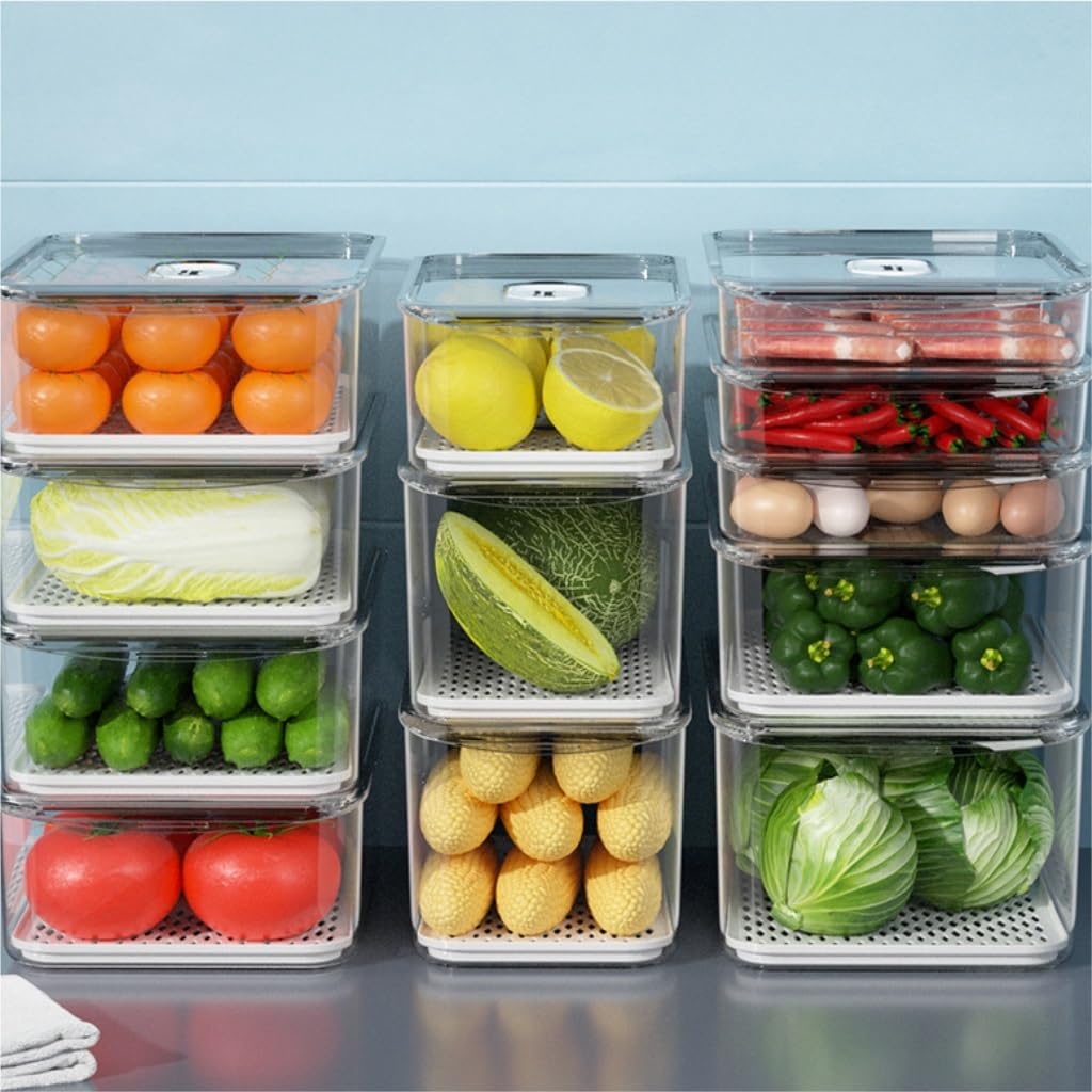 contenedor de Comida Drenaje del refrigerador Caja de Mantenimiento de la Cocina casera Caja de Almacenamiento de Acabado Caja de Almacenamiento de congelación rápida for el Mantenimiento 4L