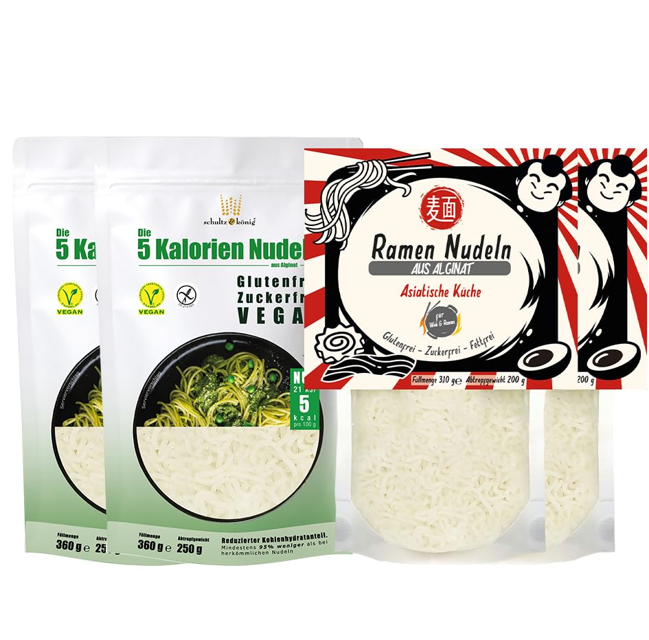 SCHULTZ UND KÖNIG 2x 5 Kalorien Nudeln und 2x Ramen Nudeln