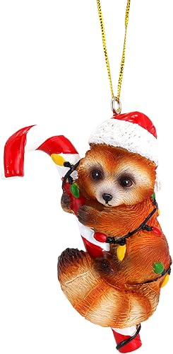 Needzo Adorno navideño de panda rojo, decoración navideña para árboles, decoración de temporada para amantes de los animales, 3.25 pulgadas