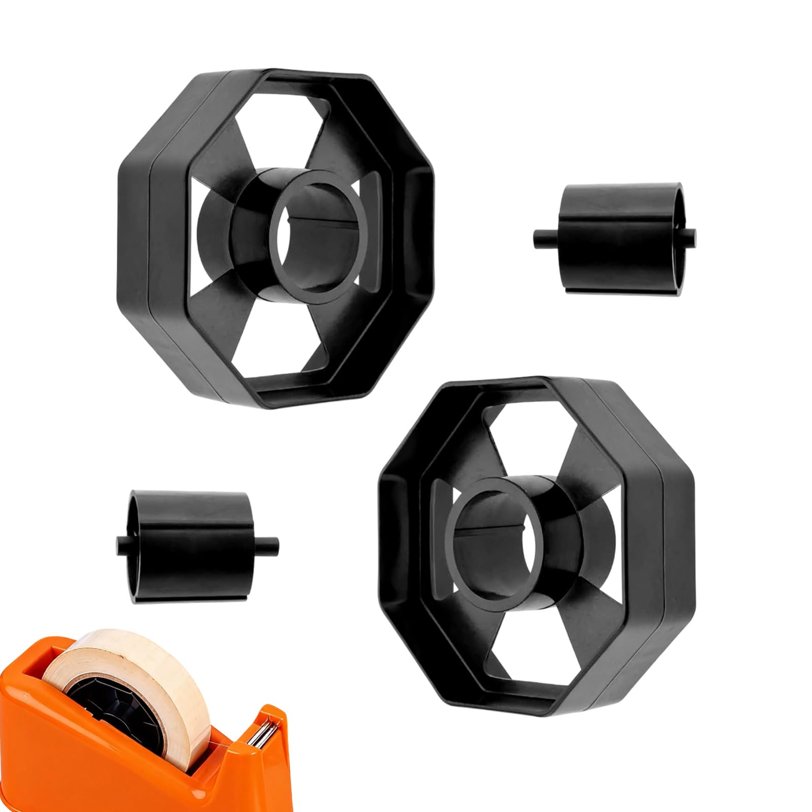 Plastic Tape Dispenser Wheel with Cutter, 75mm Diameter Core Replacement, 2-Pack for Shipping Packing Office School Use