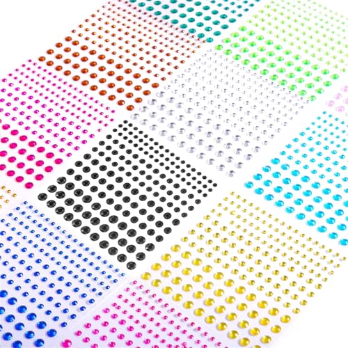 Piedras con purpurina autoadhesivas, 2310 piezas de piedras preciosas autoadhesivas, diamantes con purpurina (pegatinas de diamantes de 14 colores) para decoración de uñas y decoración facial