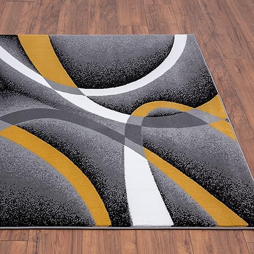 2305 Geometric Abstract Yellow 4x5 Area Rugs for Living Room