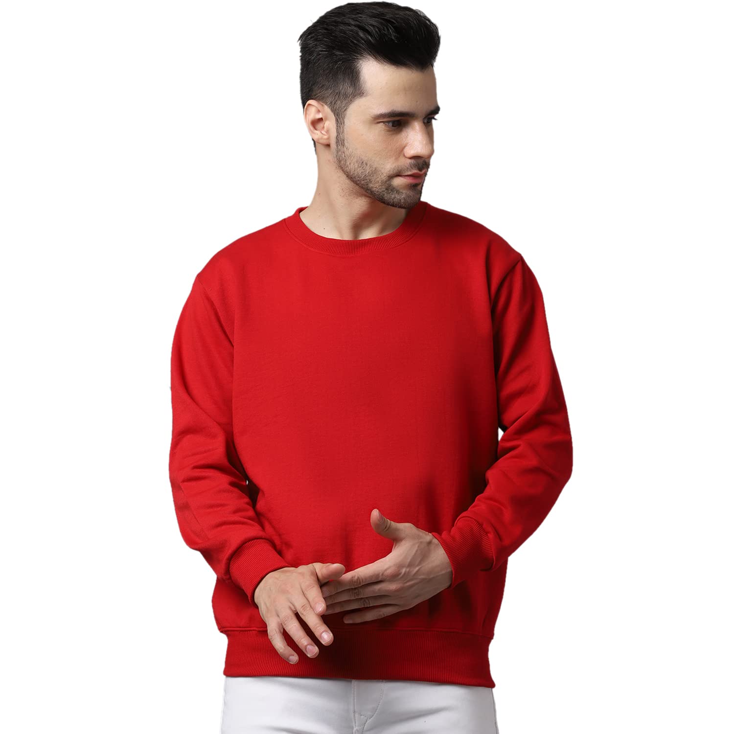 Fleece Round Neck Solid Sweatshirt for Men-SW_RRN_Solid_01-P